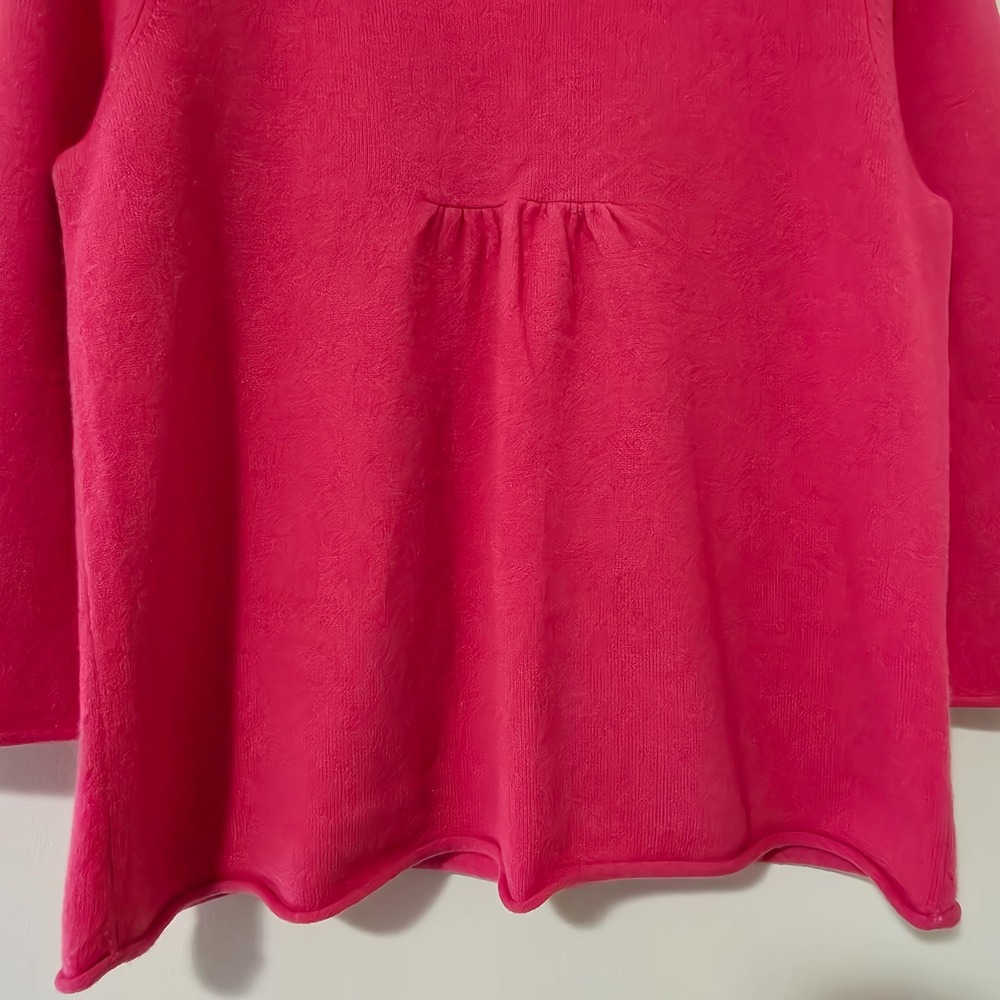 Garnet Hill 100% Cashmere Babydoll Sweater Sz L Pink Roll Hem Soft Girl Coquette - Picture 5 of 14